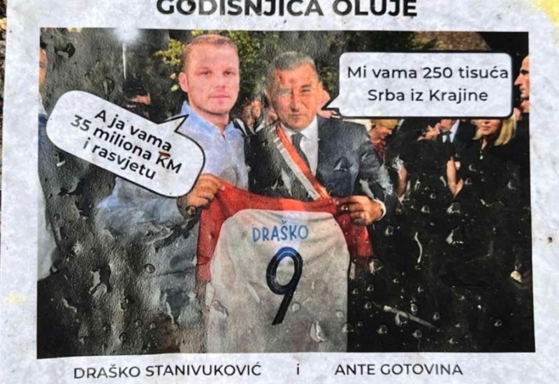 Plakat sa likovima Stanivukovića i Gotovine osvanuo u Banjoj Luci povodom godišnjice „Oluje“